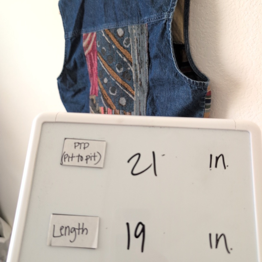 Stonebridge Vintage Denim Patchwork Tapestry Vest Womens Large Grannycore USA - Picture 4 of 7